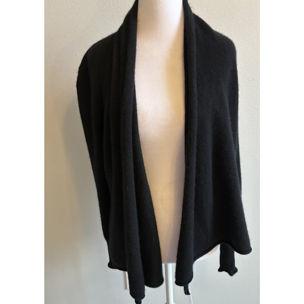 Aqua Cashmere Black Cardigan Sweater S Open Quiet Luxury Minimalist Lagenlook - Picture 2 of 11